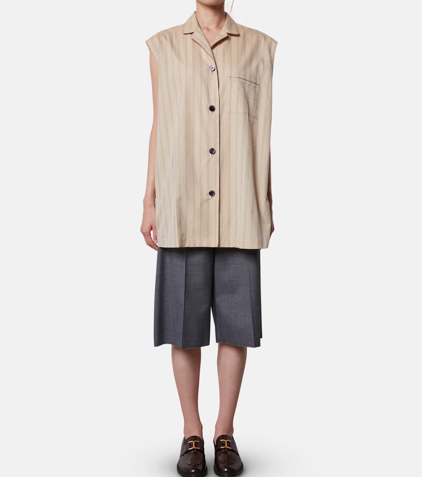 上等な アイレネ - IRENE | Back Taffeta Sleeveless Shirt-Light トップス