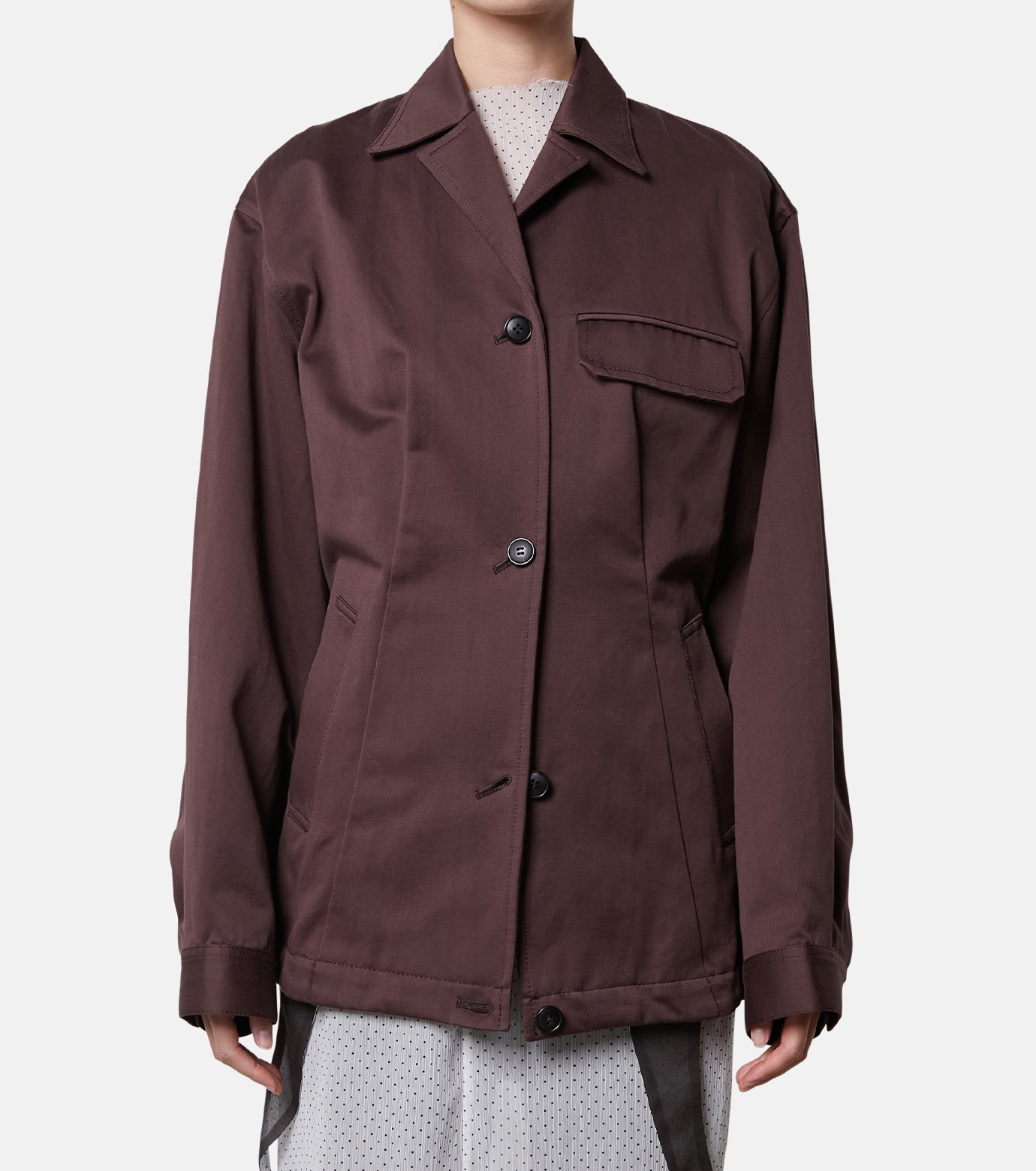 irene アイレネ　ブルゾン　ジャケット アイレネ - IRENE | Cotton Satin Blouson Jacket-Brown-36の