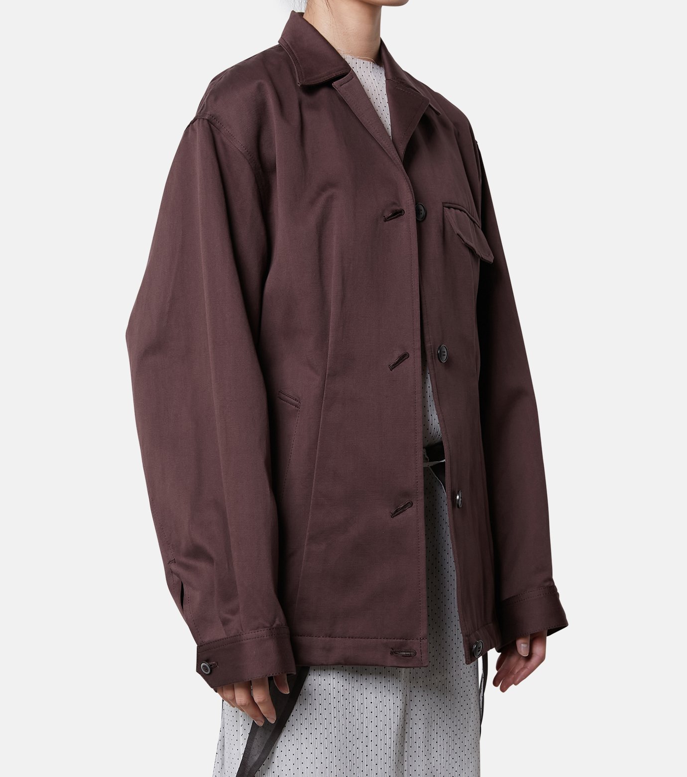 アイレネ - IRENE | Cotton Satin Blouson Jacket-Brown-36の