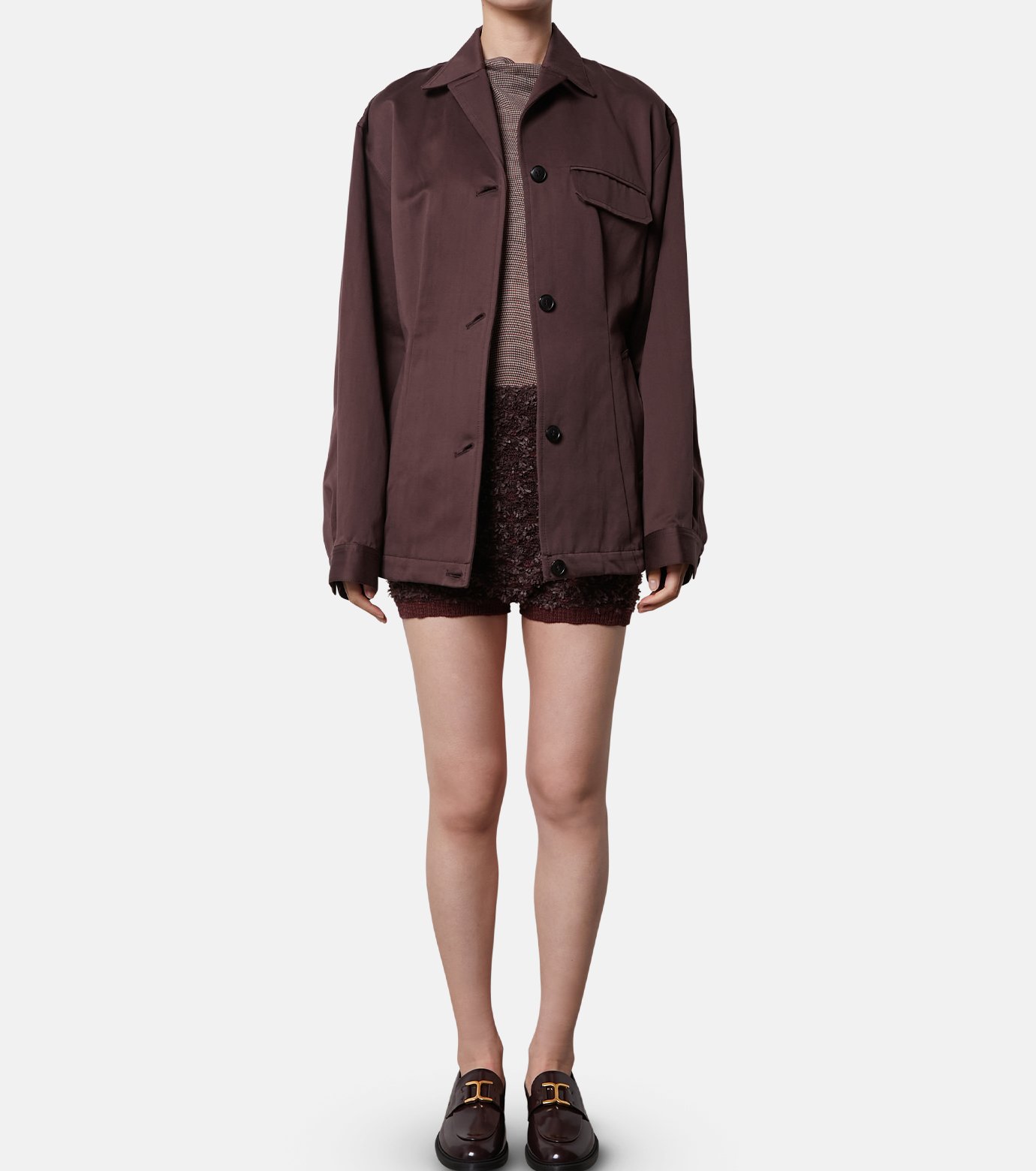 irene アイレネ　ブルゾン　ジャケット アイレネ - IRENE | Cotton Satin Blouson Jacket-Brown-36の