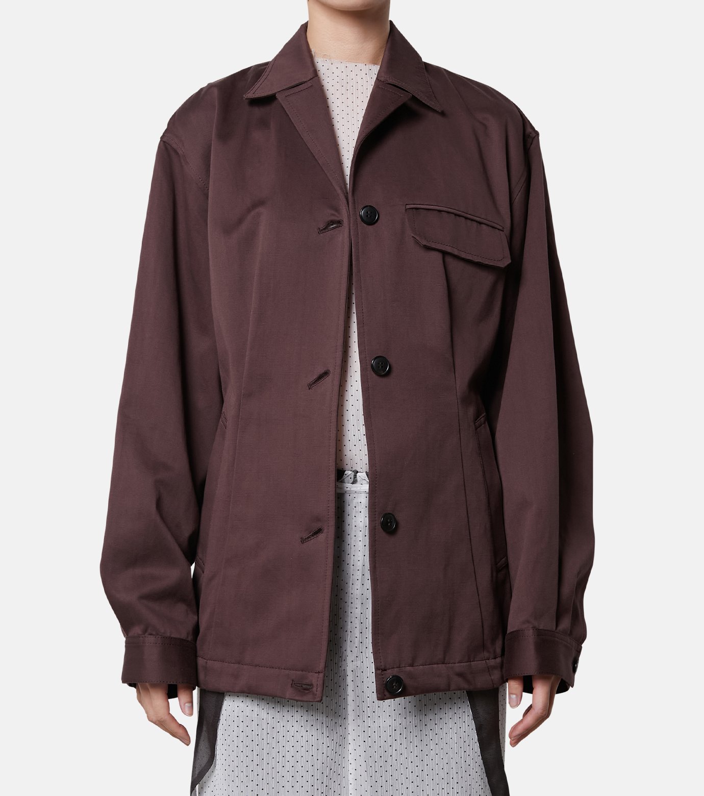 irene アイレネ　ブルゾン　ジャケット アイレネ - IRENE | Cotton Satin Blouson Jacket-Ivory-36の