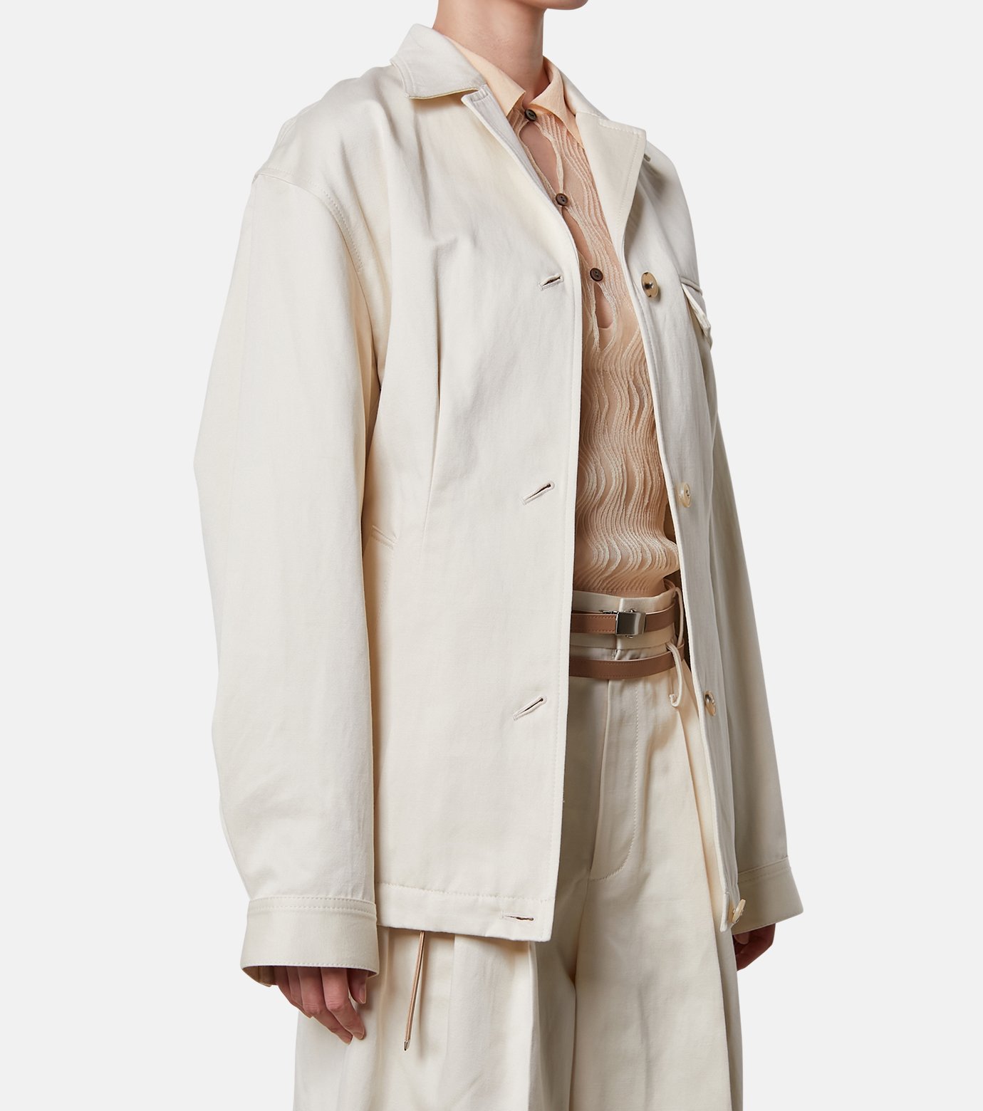 irene アイレネ　ブルゾン　ジャケット アイレネ - IRENE | Cotton Satin Blouson Jacket-Ivory-36の