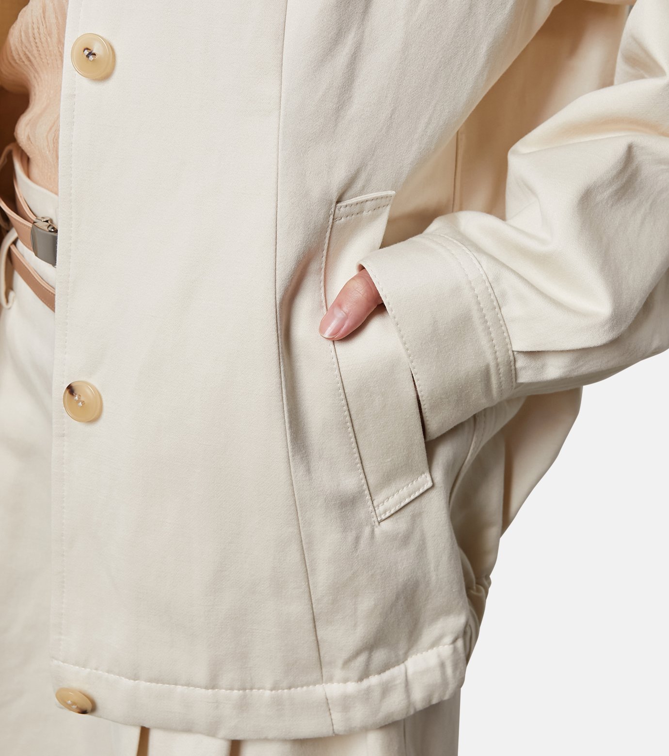 irene アイレネ　ブルゾン　ジャケット アイレネ - IRENE | Cotton Satin Blouson Jacket-Ivory-36の