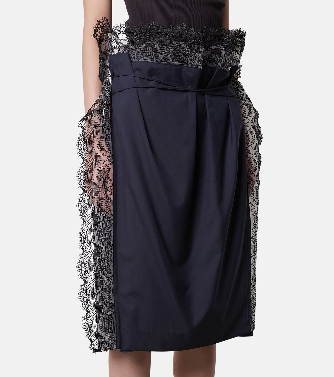 アイレネ - IRENE | Lace Trim Apron Tailored Short-Navy-36の