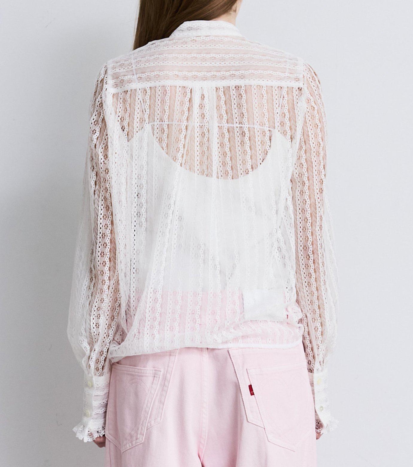 ル シェル ブルー - LE CIEL BLEU | Lace Ruffle Detail Blouse-Off