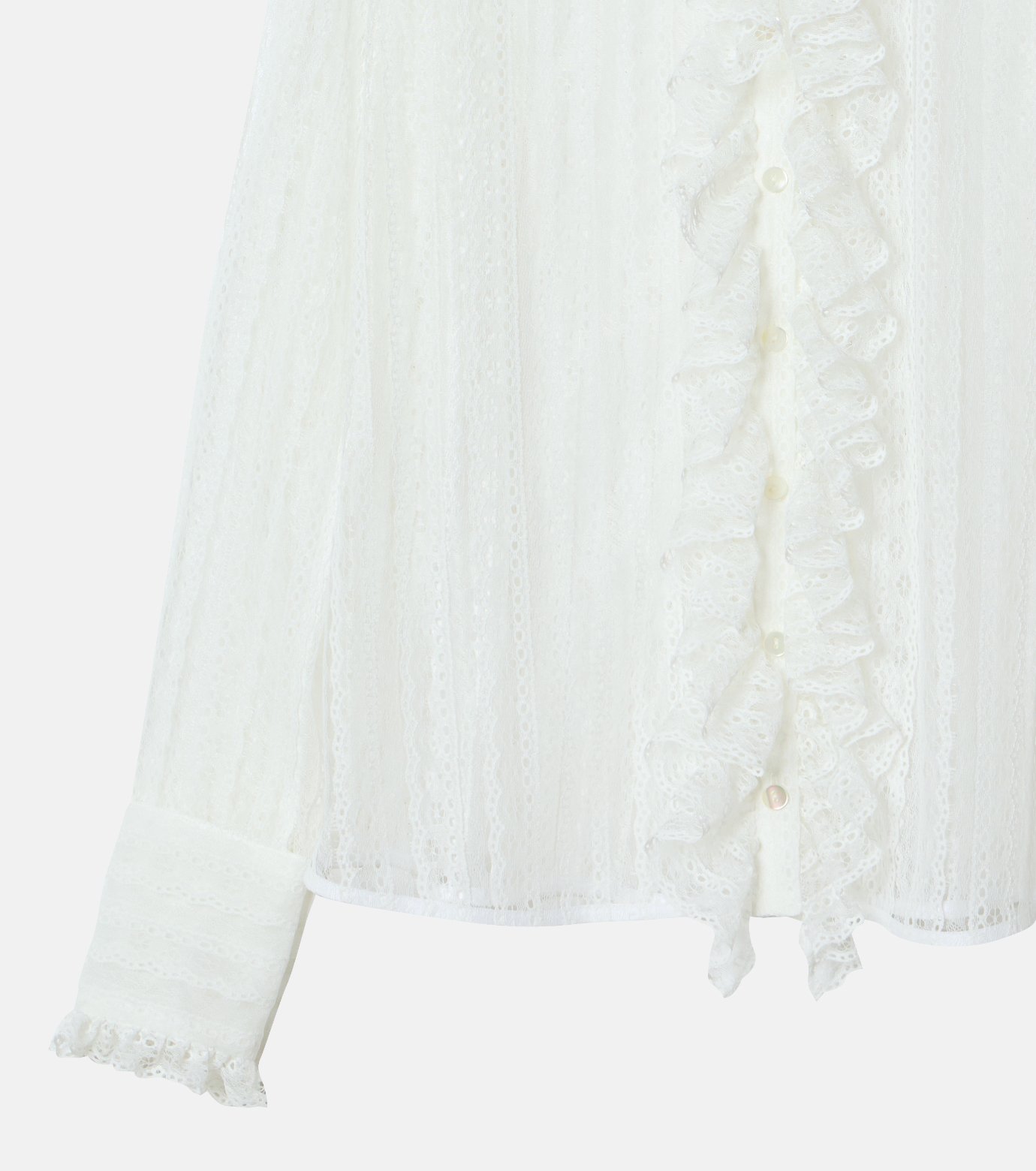 ル シェル ブルー - LE CIEL BLEU | Lace Ruffle Detail Blouse-Off