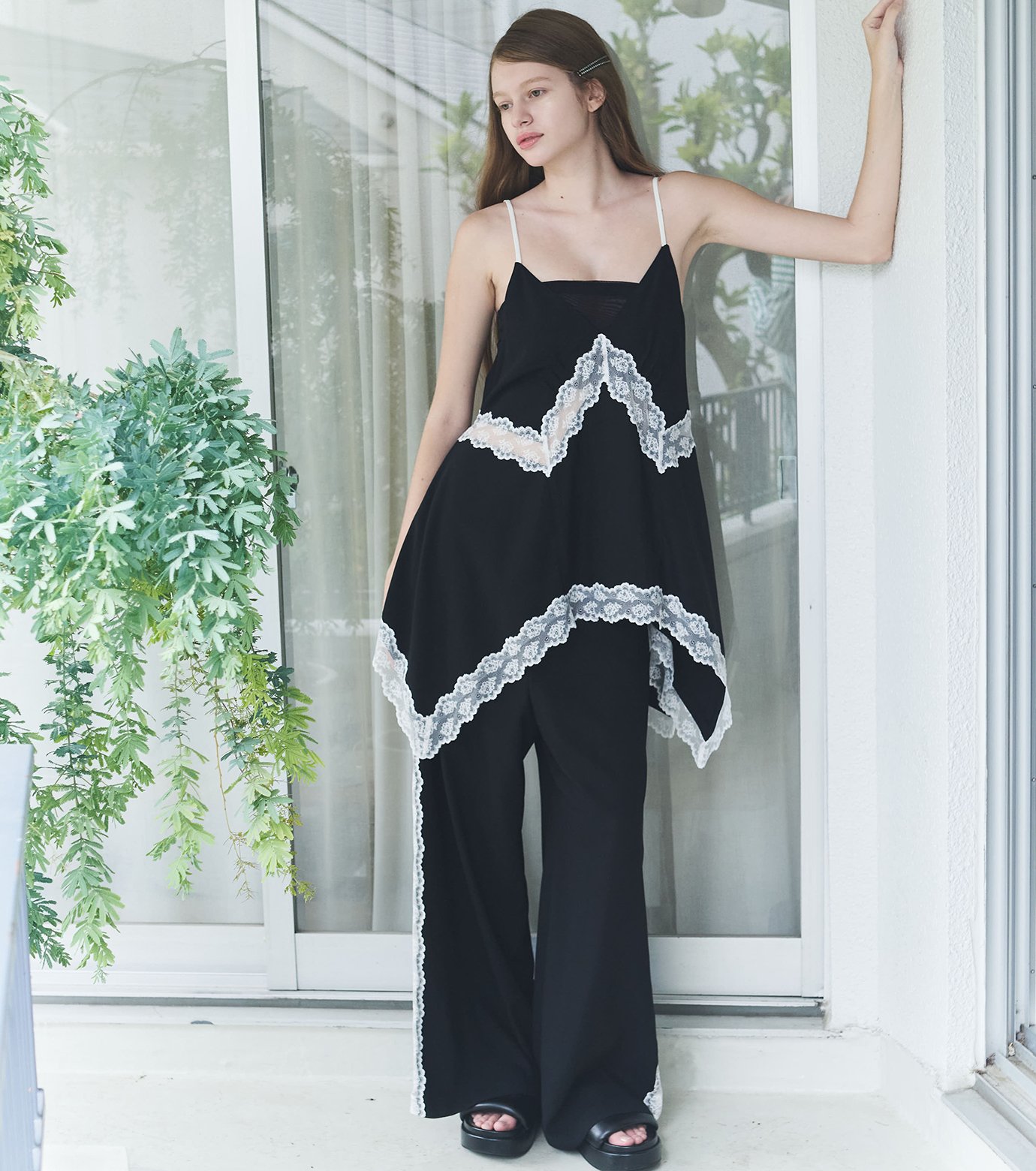 ル シェル ブルー - LE CIEL BLEU | Lace-Trim Georgette Cami