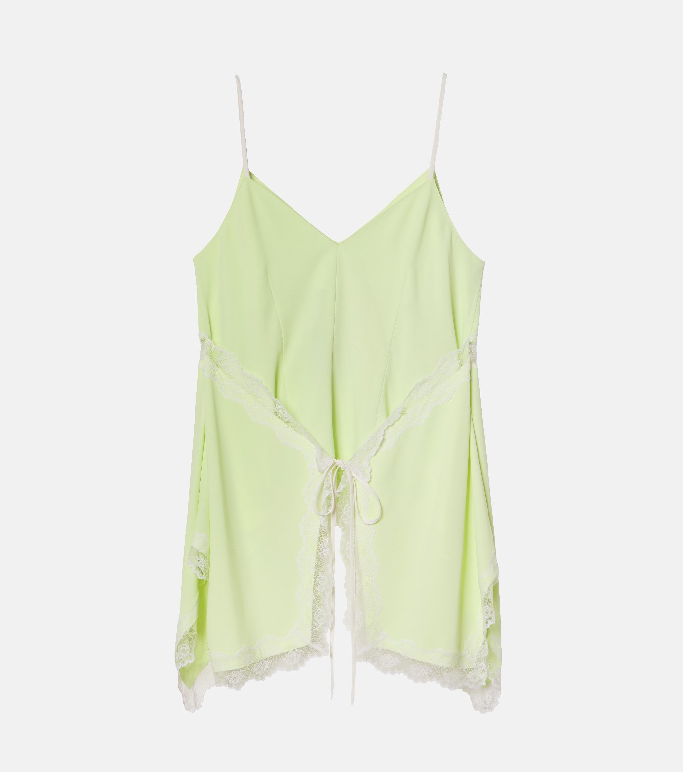 【2点セット】Chalmiere クロスモチーフJSK グリーン ペチコート ル シェル ブルー - LE CIEL BLEU | Lace-Trim Georgette Cami