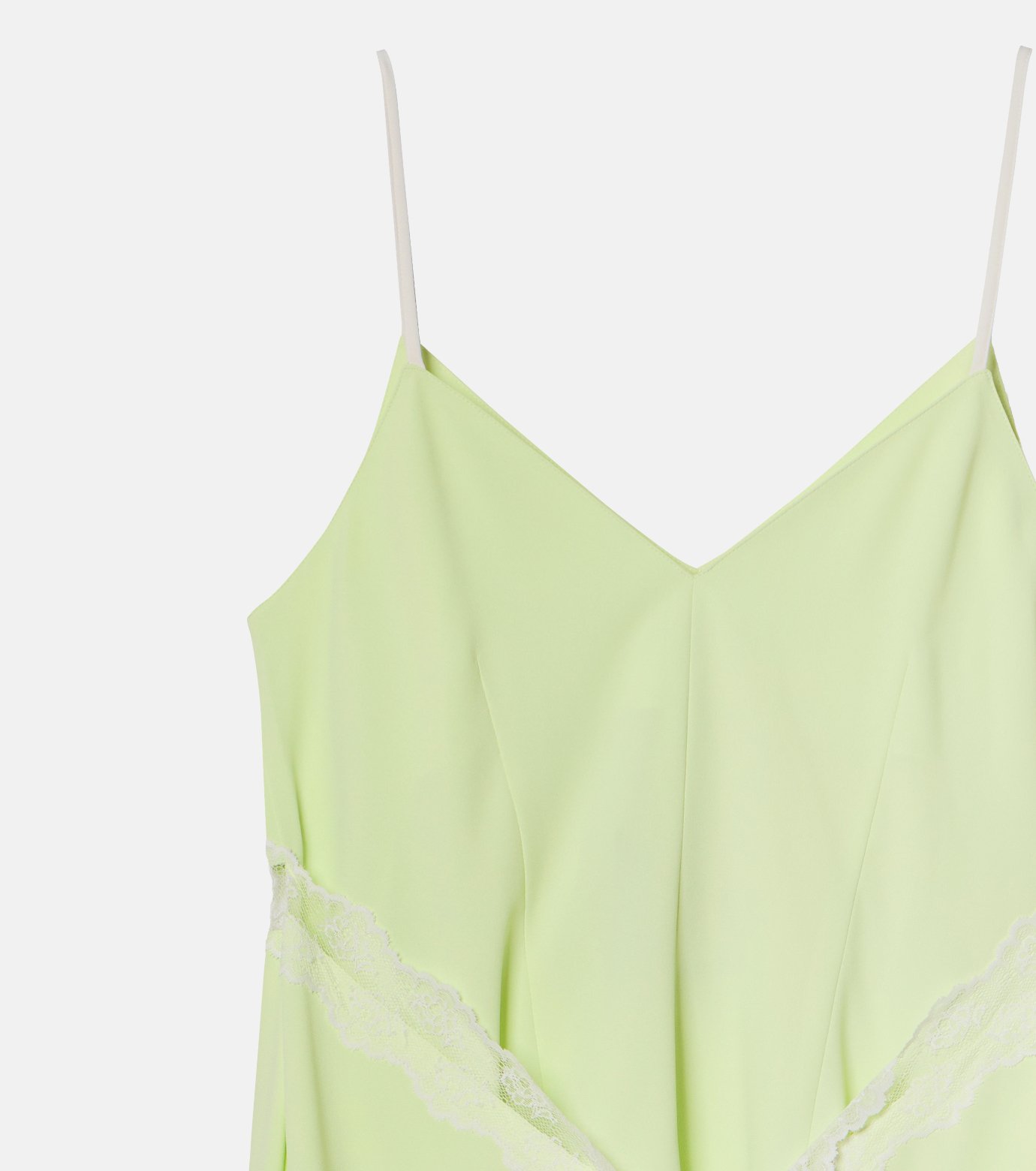 【2点セット】Chalmiere クロスモチーフJSK グリーン ペチコート ル シェル ブルー - LE CIEL BLEU | Lace-Trim Georgette Cami