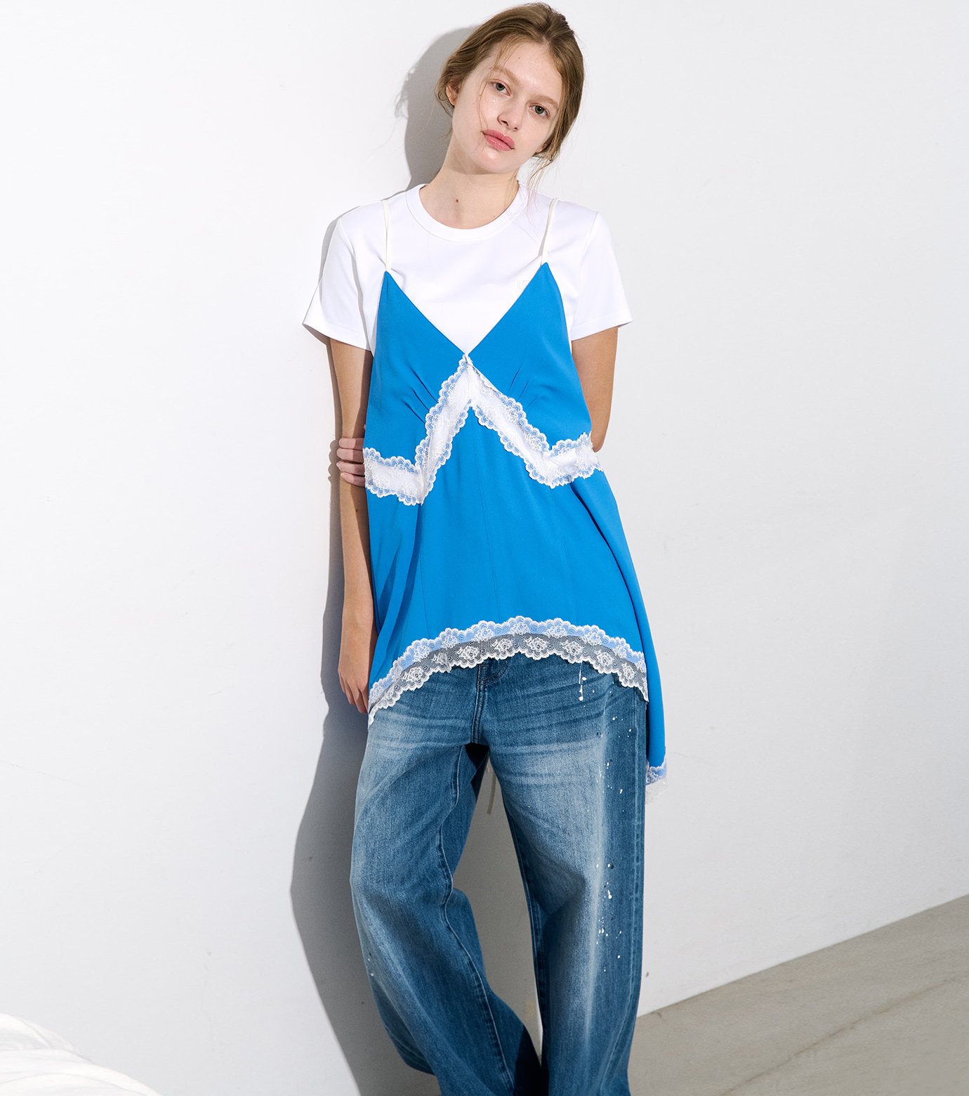 ル シェル ブルー - LE CIEL BLEU | Lace-Trim Georgette Cami