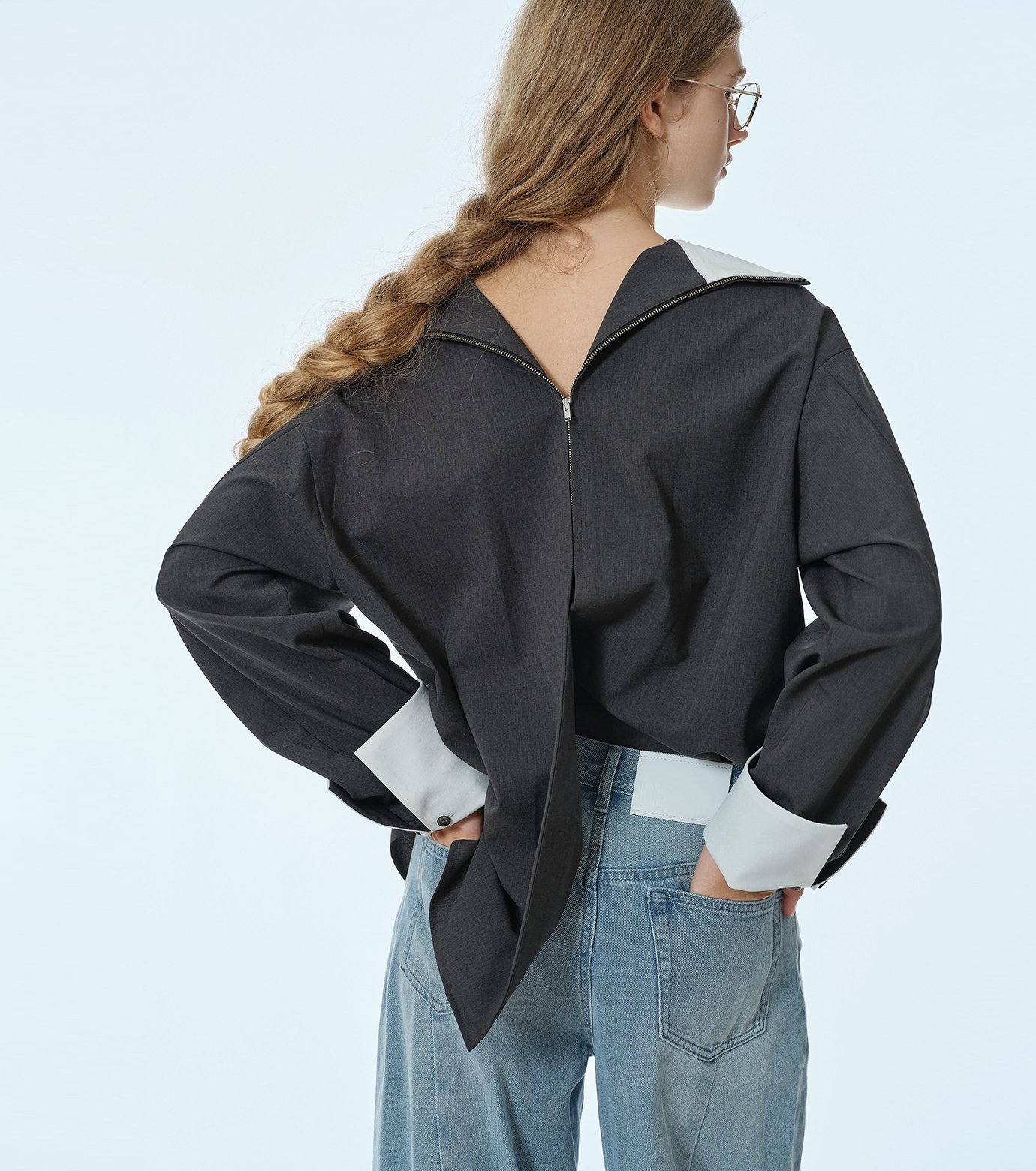 ル シェル ブルー - LE CIEL BLEU | Suiting High-Neck Back-Zip