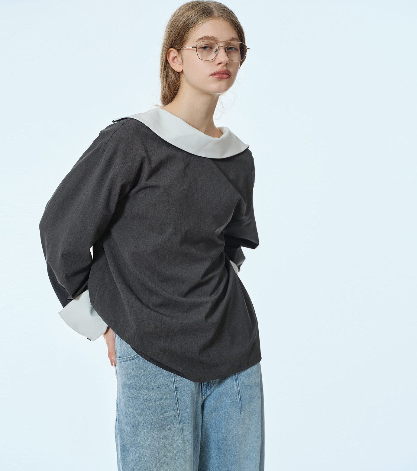 ル シェル ブルー - LE CIEL BLEU | Suiting High-Neck Back-Zip