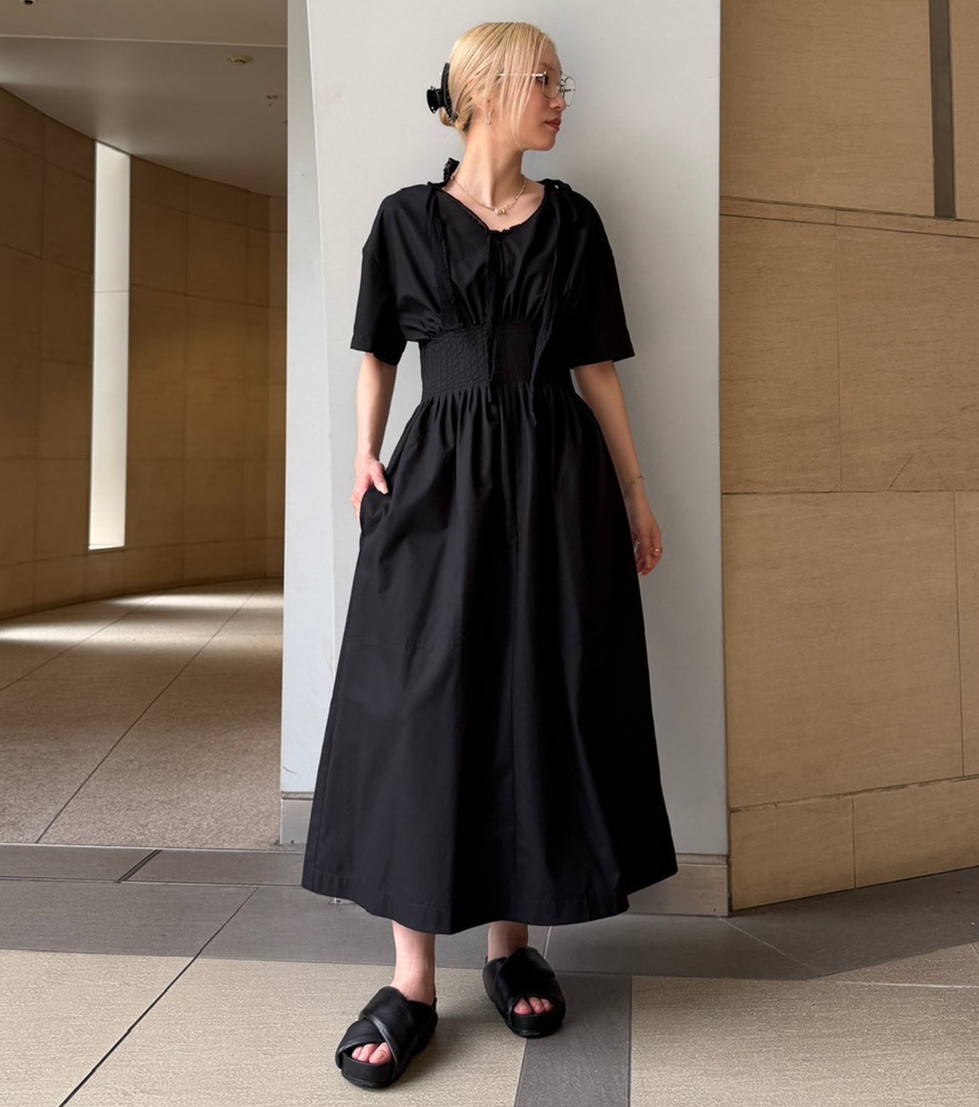 ル シェル ブルー - LE CIEL BLEU | Round Form Dress-Black-36の通販