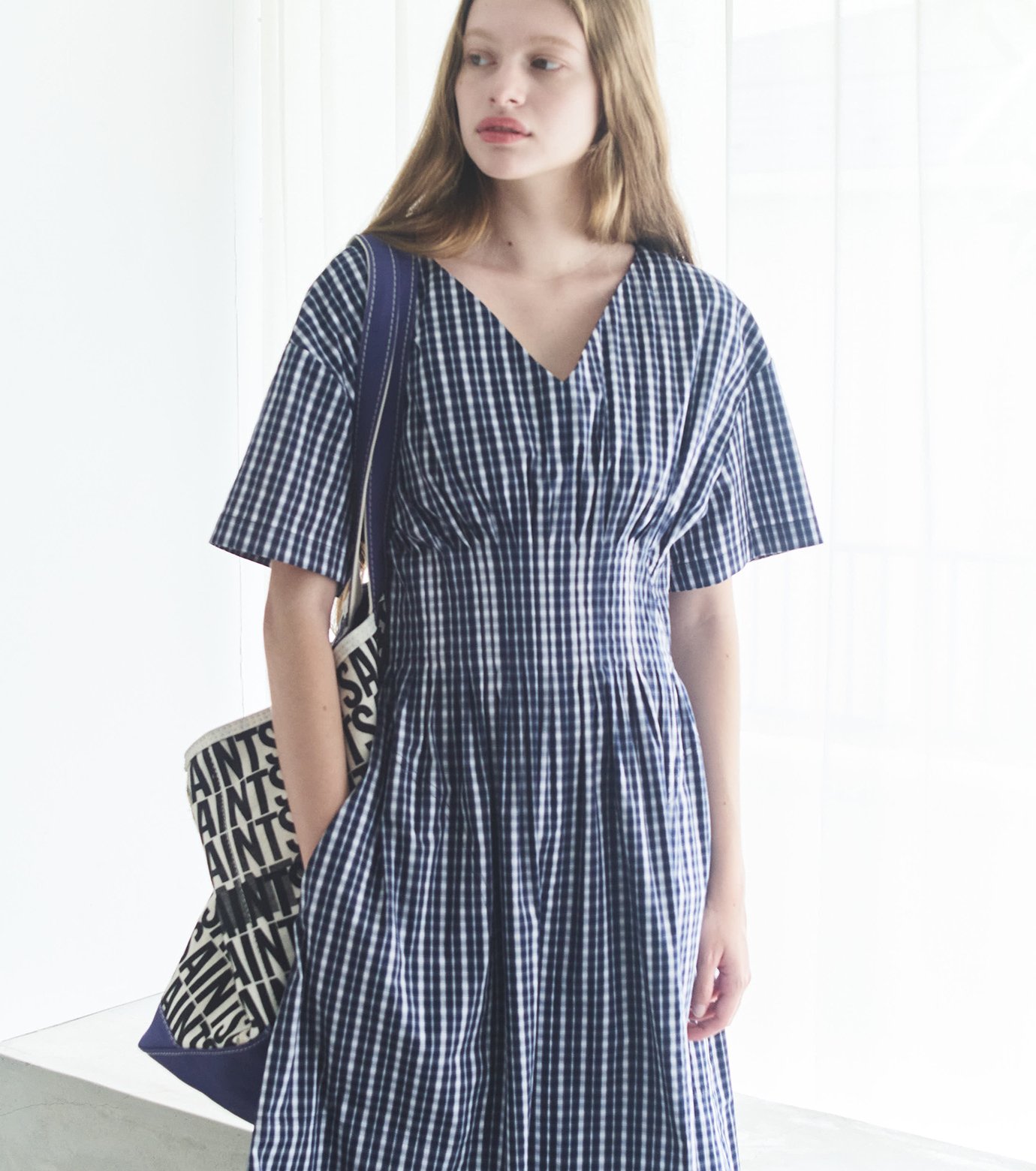 25AW【LE CIEL BLUE】プレイフルディテールロングスリーブ ル シェル ブルー - LE CIEL BLEU | Checkered Round Form | RESTIR