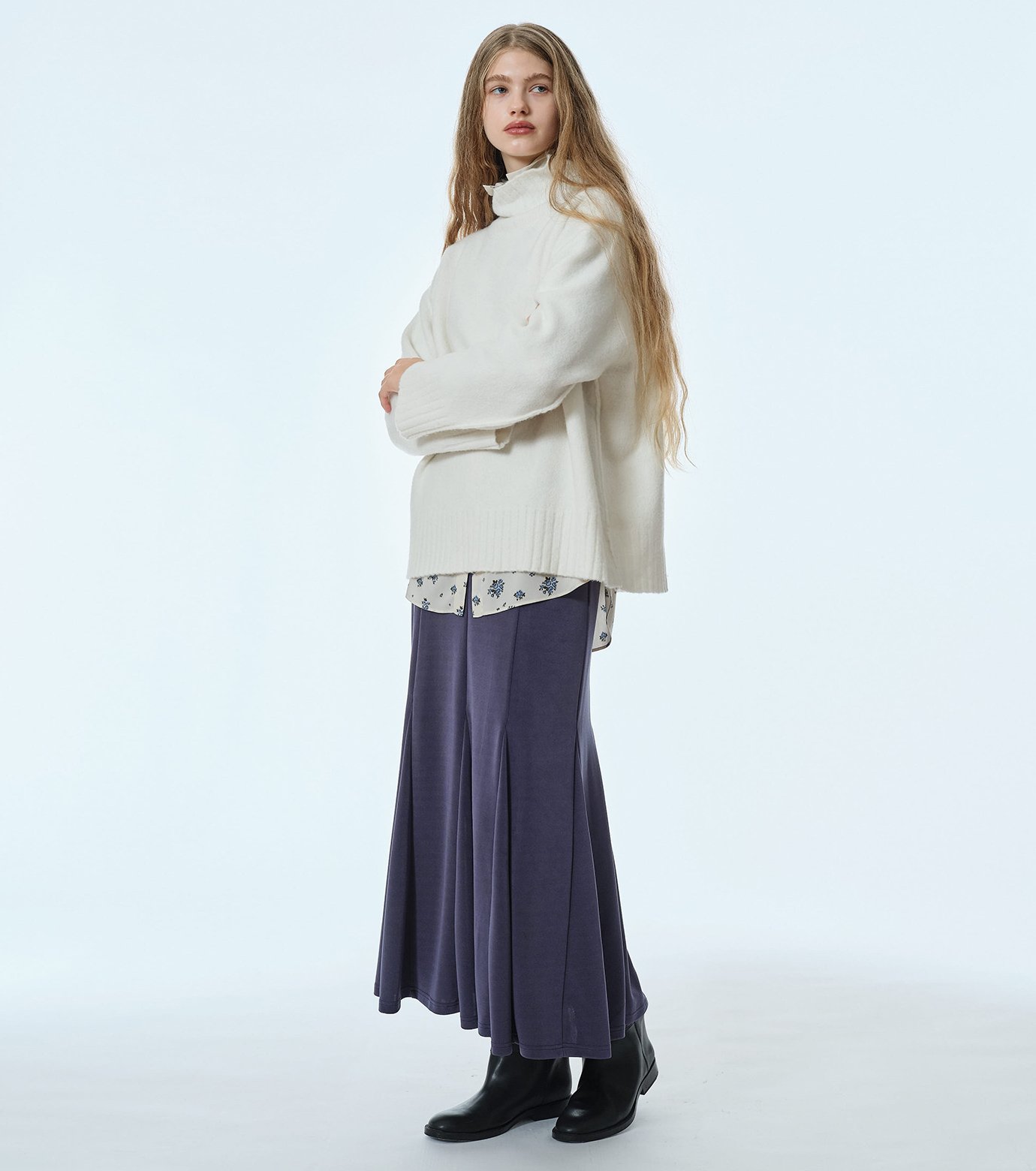 ル シェル ブルー - LE CIEL BLEU | Glossy Jersey Maxi | RESTIR リステア