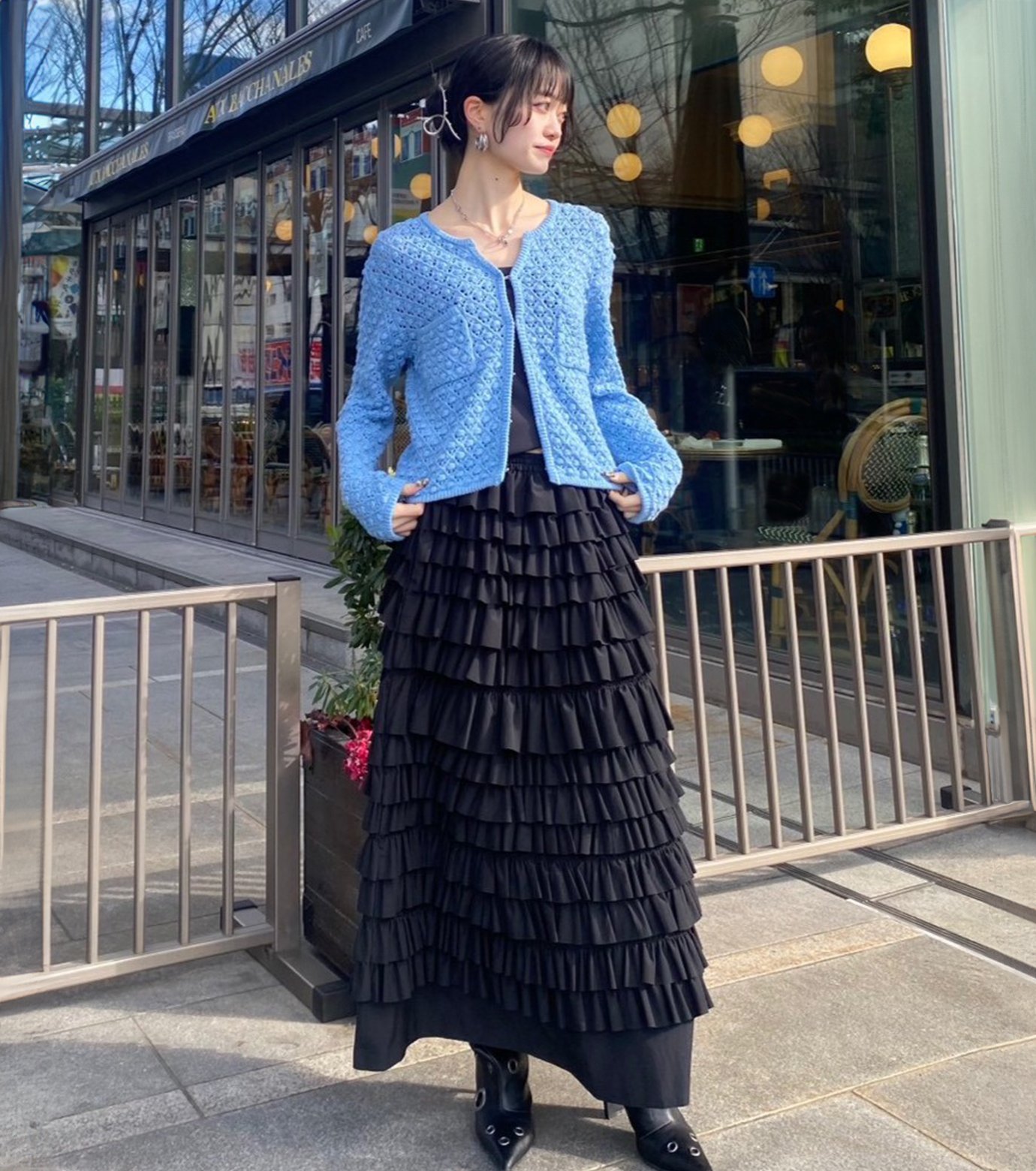 ル シェル ブルー - LE CIEL BLEU | Openwork Knit Jacket-Light