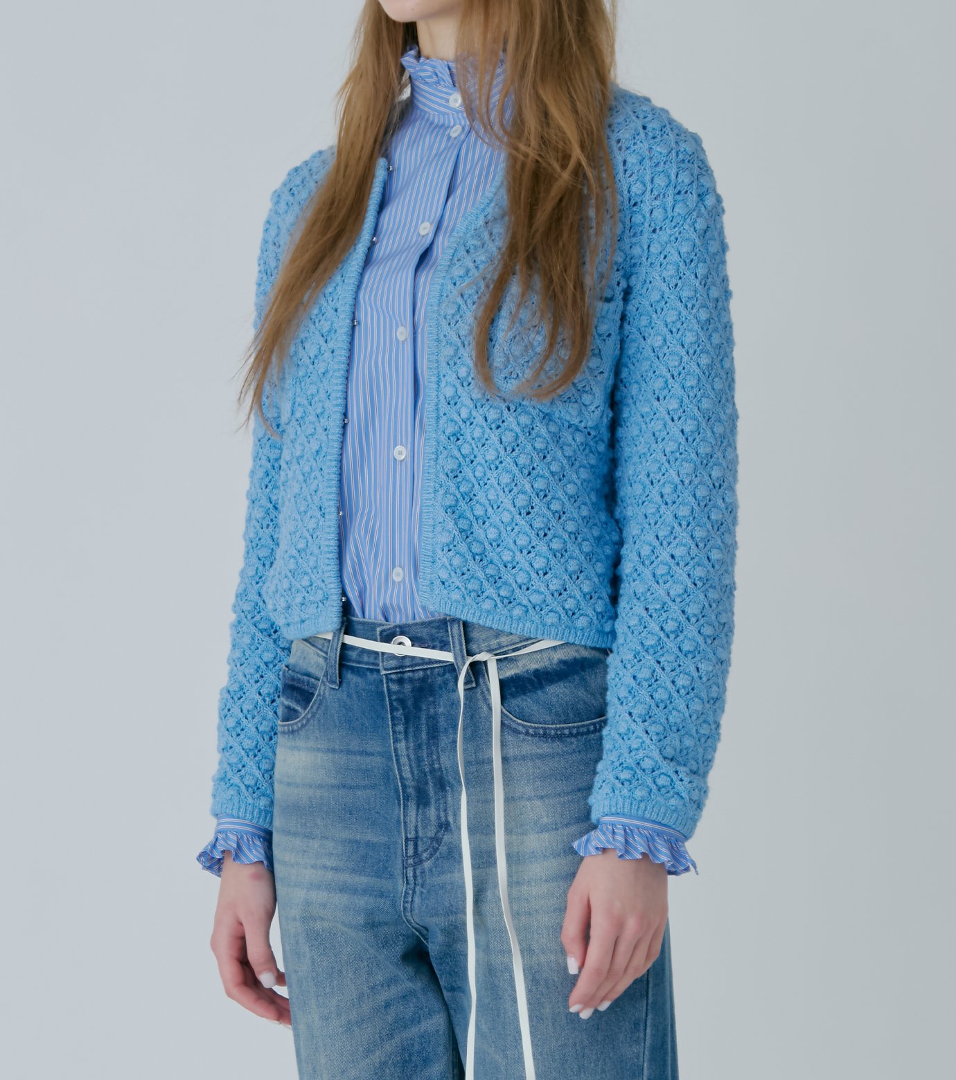ル シェル ブルー - LE CIEL BLEU | Openwork Knit Jacket-Light