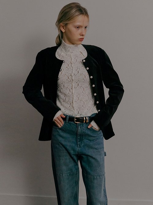 High Neck Stretch Lace Top