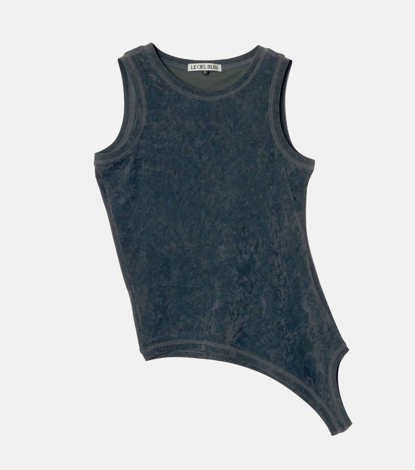 ル シェル ブルー - LE CIEL BLEU | Velour Cut-Out Tank-Charcoal