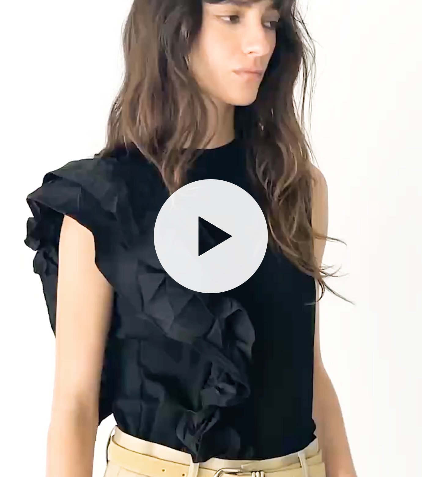 LE CIEL BLEU Frill Detail Jersey Topブラック ル シェル ブルー - LE CIEL BLEU | Ruffle Detail Sleeveless
