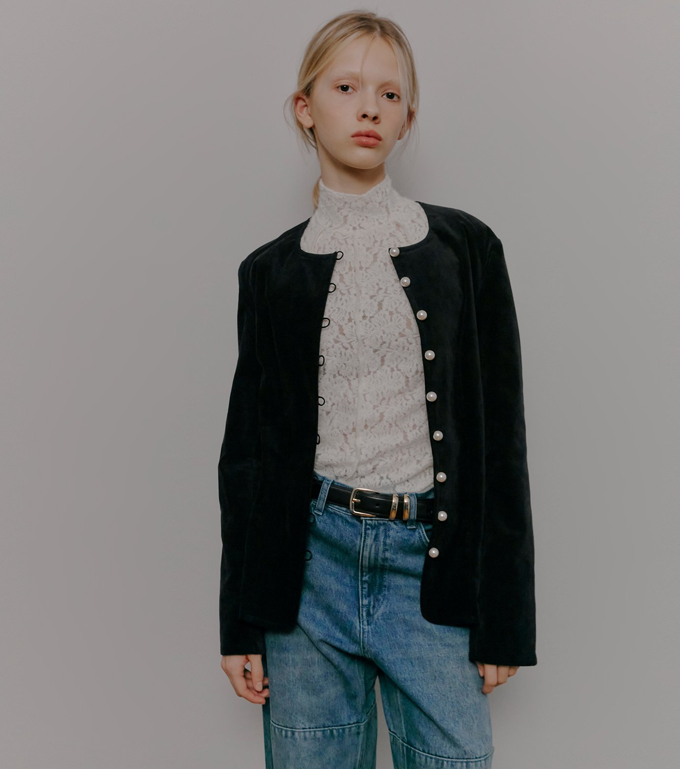 ル シェル ブルー - LE CIEL BLEU | Velvet Shirt Jacket w/Pearl