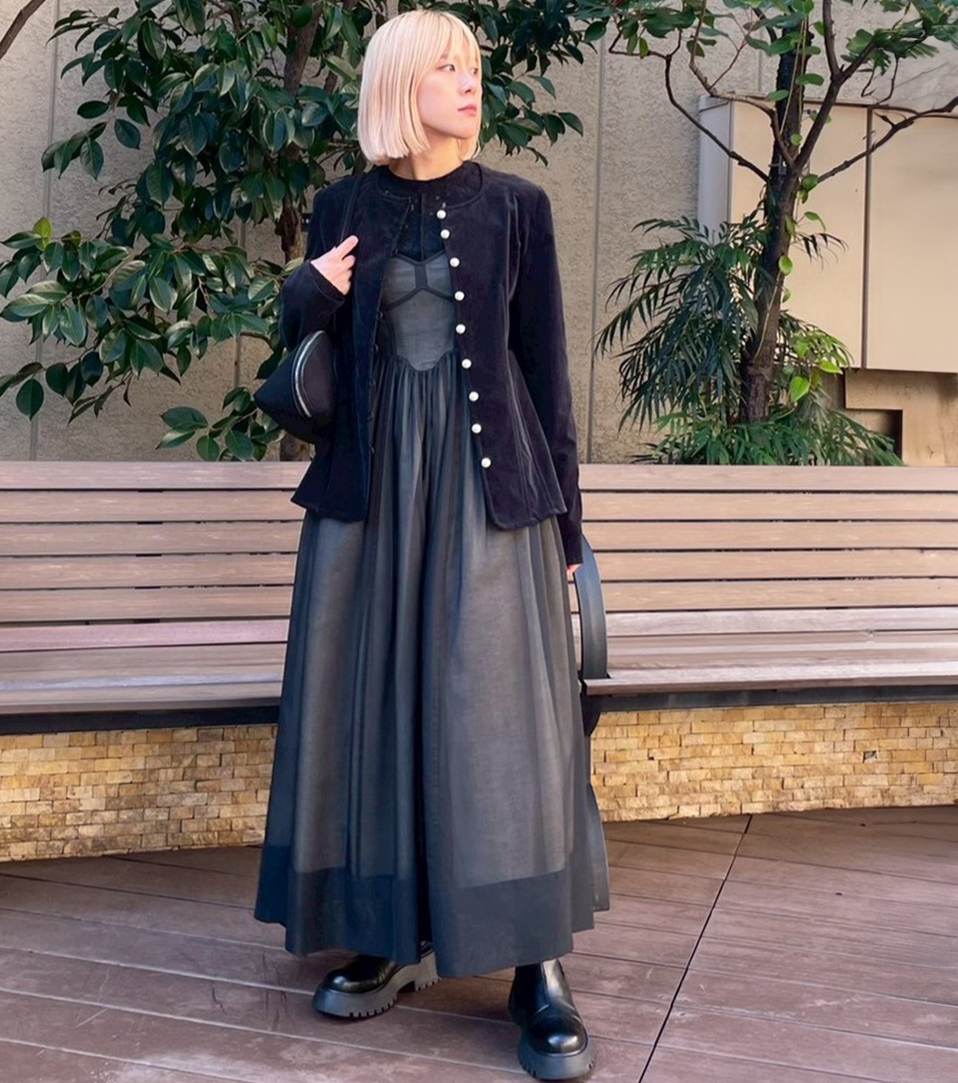 ル シェル ブルー - LE CIEL BLEU | Velvet Shirt Jacket w/Pearl