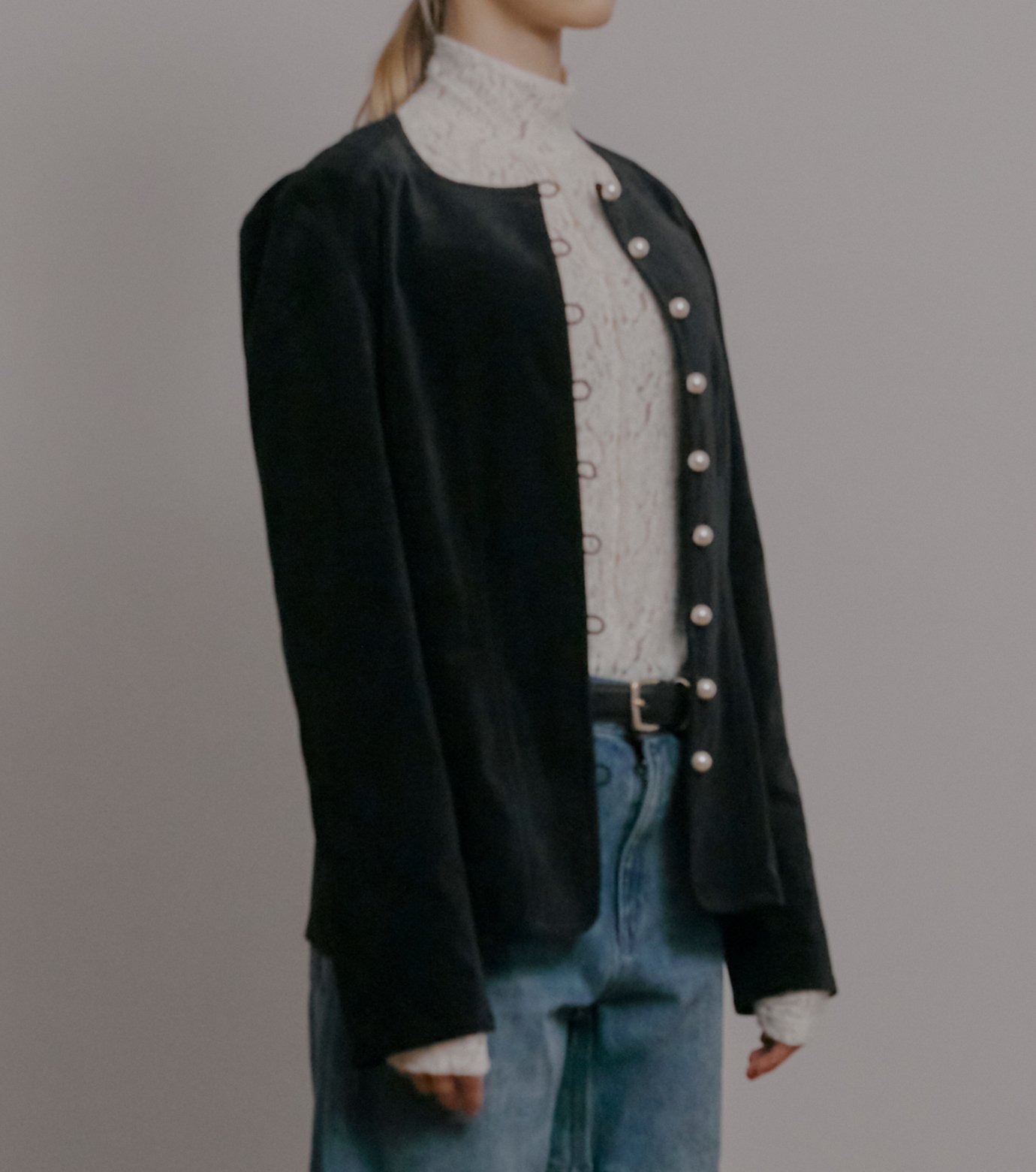 ル シェル ブルー - LE CIEL BLEU | Velvet Shirt Jacket w/Pearl