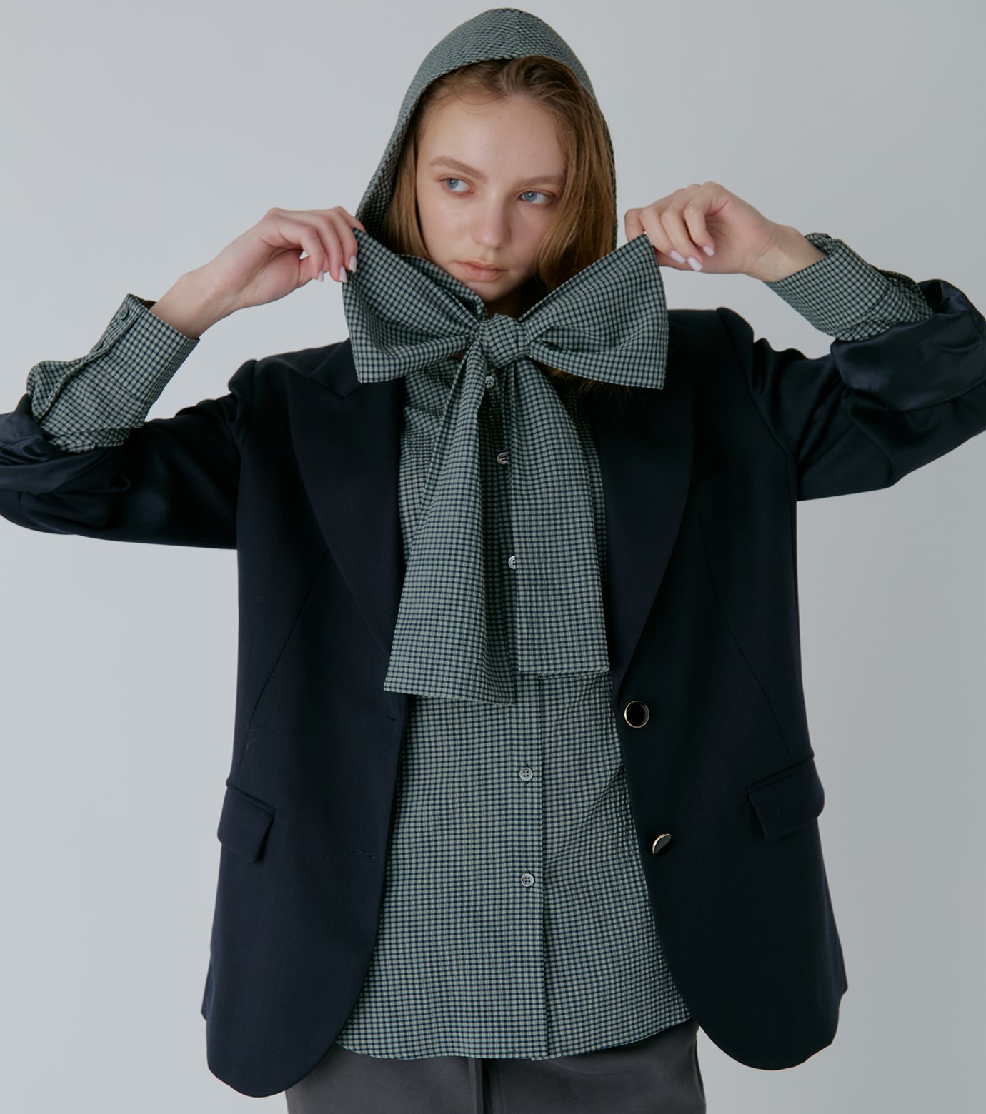 ル シェル ブルー - LE CIEL BLEU | 【洗える】Gingham Check Hooded