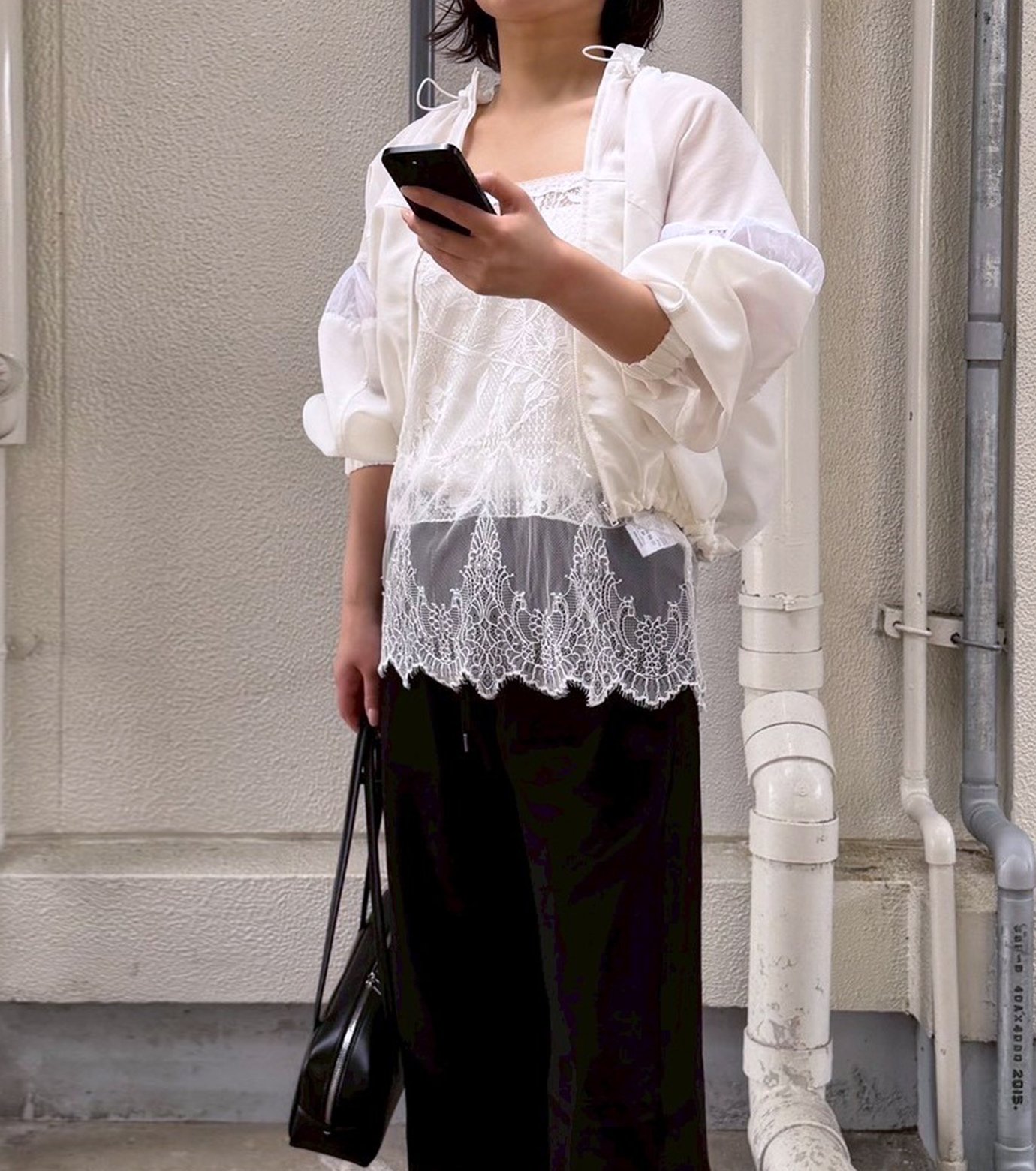 ルシェルブルー　LE CIEL BLUE レースコンビTee Lace ル シェル ブルー - LE CIEL BLEU | Lace Cami Top-White-36の通販