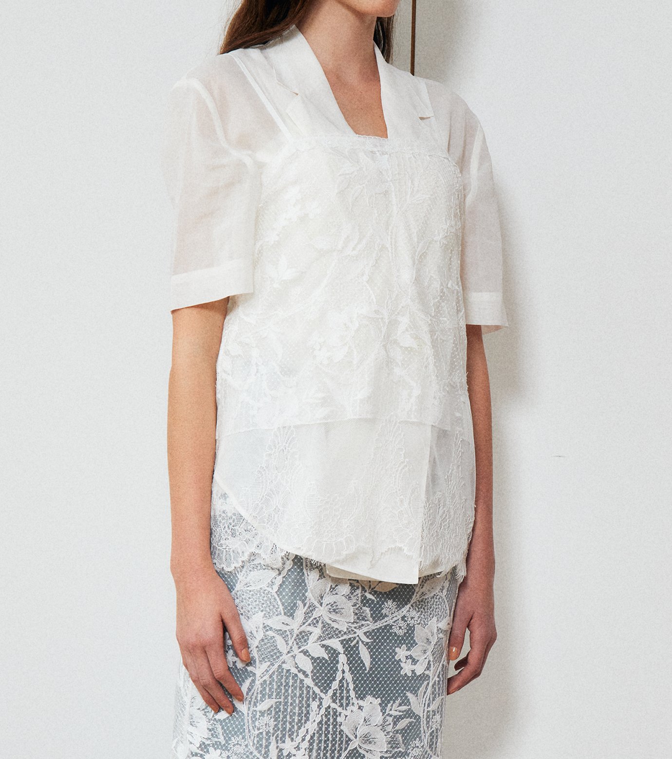 新品未使用　LE CIEL BLEU アシメトリーレースキャミ ル シェル ブルー - LE CIEL BLEU | Lace Cami Top-White-36の通販
