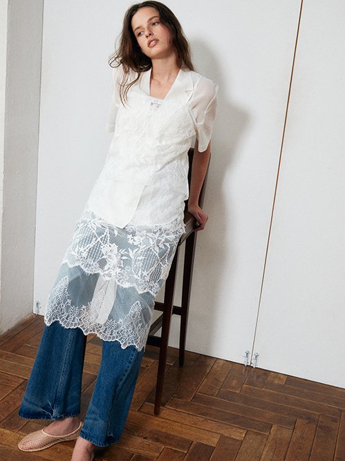 ル シェル ブルー - LE CIEL BLEU | Lace Cami Top-White-36の通販