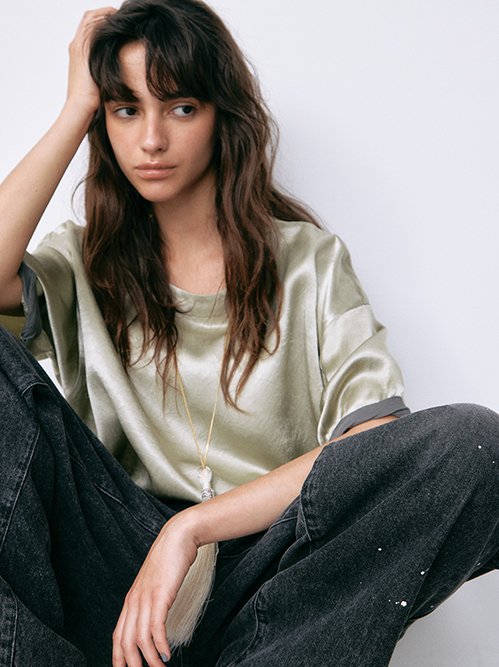 ルシェルブルー  麻混P/O shirt ルシェルブルー - LE CIEL BLEU - SHIRTS | RESTIR リステア