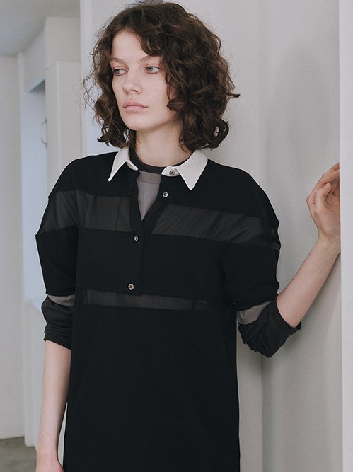 ルシェルブルー  麻混P/O shirt ルシェルブルー - LE CIEL BLEU - SHIRTS | RESTIR リステア