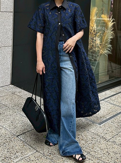 ルシェルブルー　ジレ　ネイビー ル シェル ブルー - LE CIEL BLEU | Front Tuck Wide Denim | RESTIR