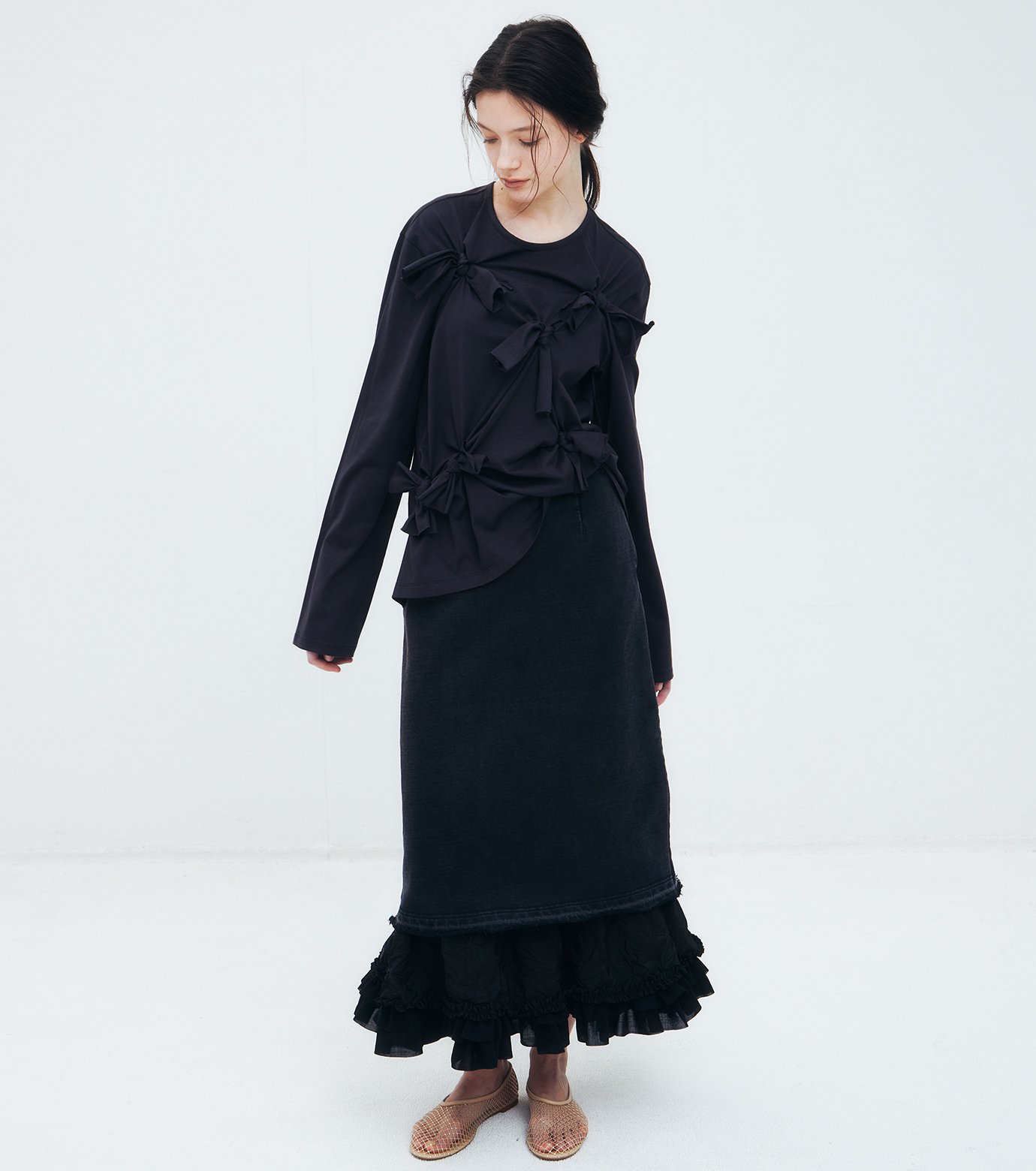 ル シェル ブルー - LE CIEL BLEU | Washed Sweat Skirt Ruffle