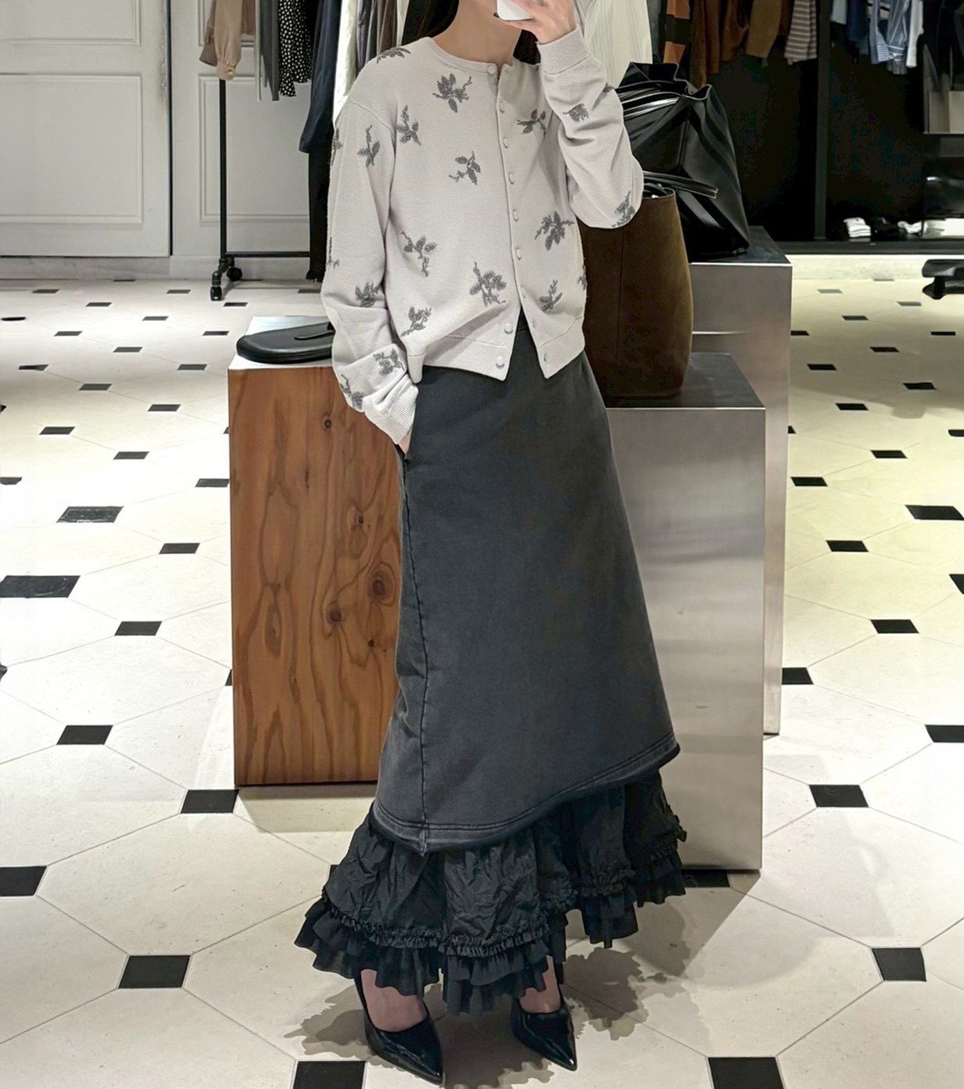 ル シェル ブルー - LE CIEL BLEU | Washed Sweat Skirt Ruffle