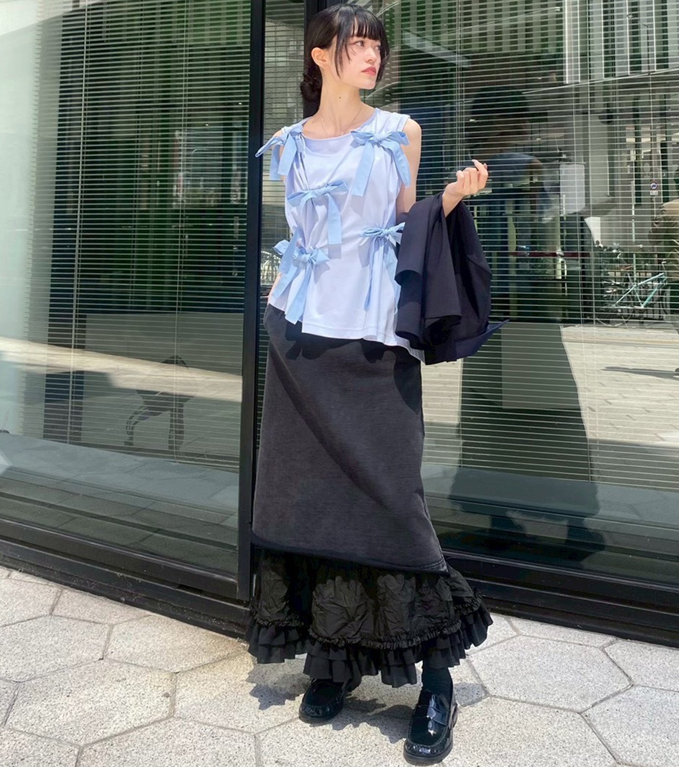 ル シェル ブルー - LE CIEL BLEU | Washed Sweat Skirt Ruffle