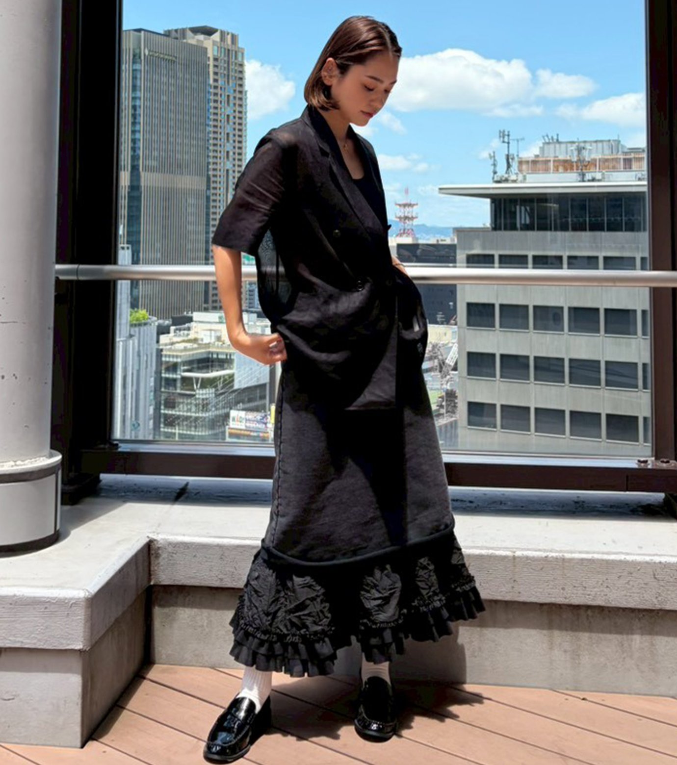 ル シェル ブルー - LE CIEL BLEU | Washed Sweat Skirt Ruffle