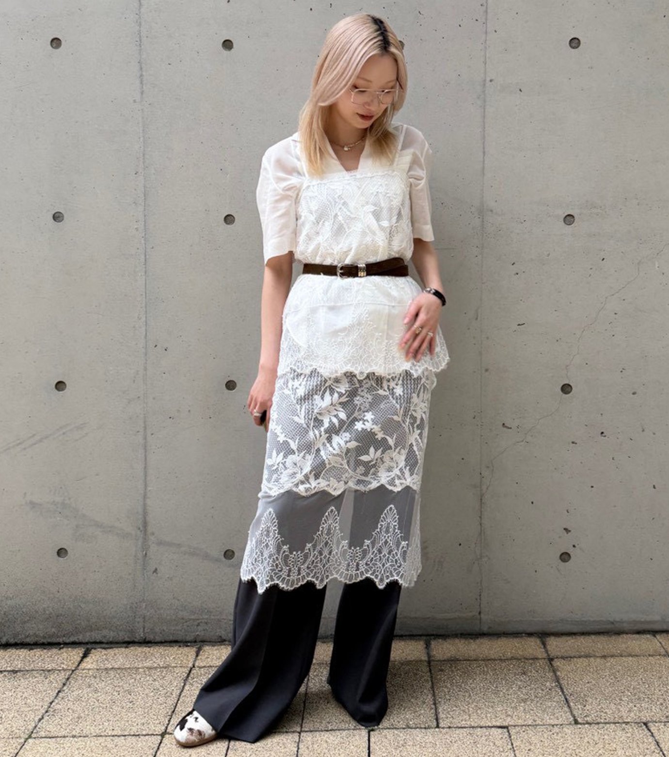 ル シェル ブルー - LE CIEL BLEU | Lace Skirt-White-34の通販