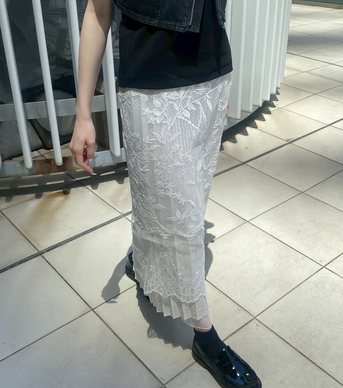 ル シェル ブルー - LE CIEL BLEU | Lace Skirt-White-34の通販