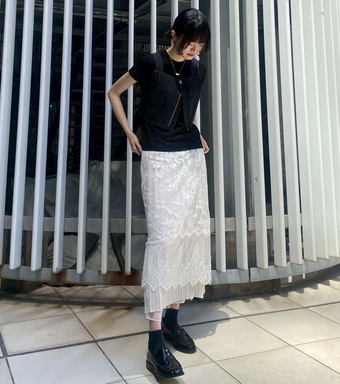 ル シェル ブルー - LE CIEL BLEU | Lace Skirt-White-34の通販