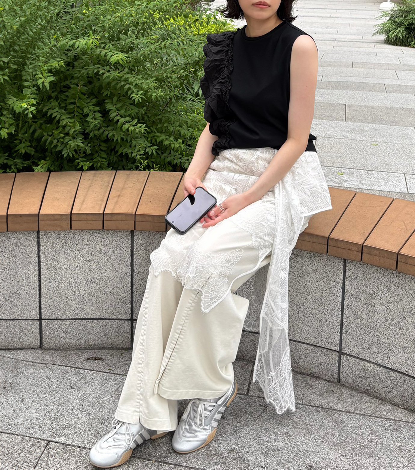 ◆le ciel◆リバーシブル刺繍レーススカート　オフホワイト ル シェル ブルー - LE CIEL BLEU | Lace Skirt-White-34の通販