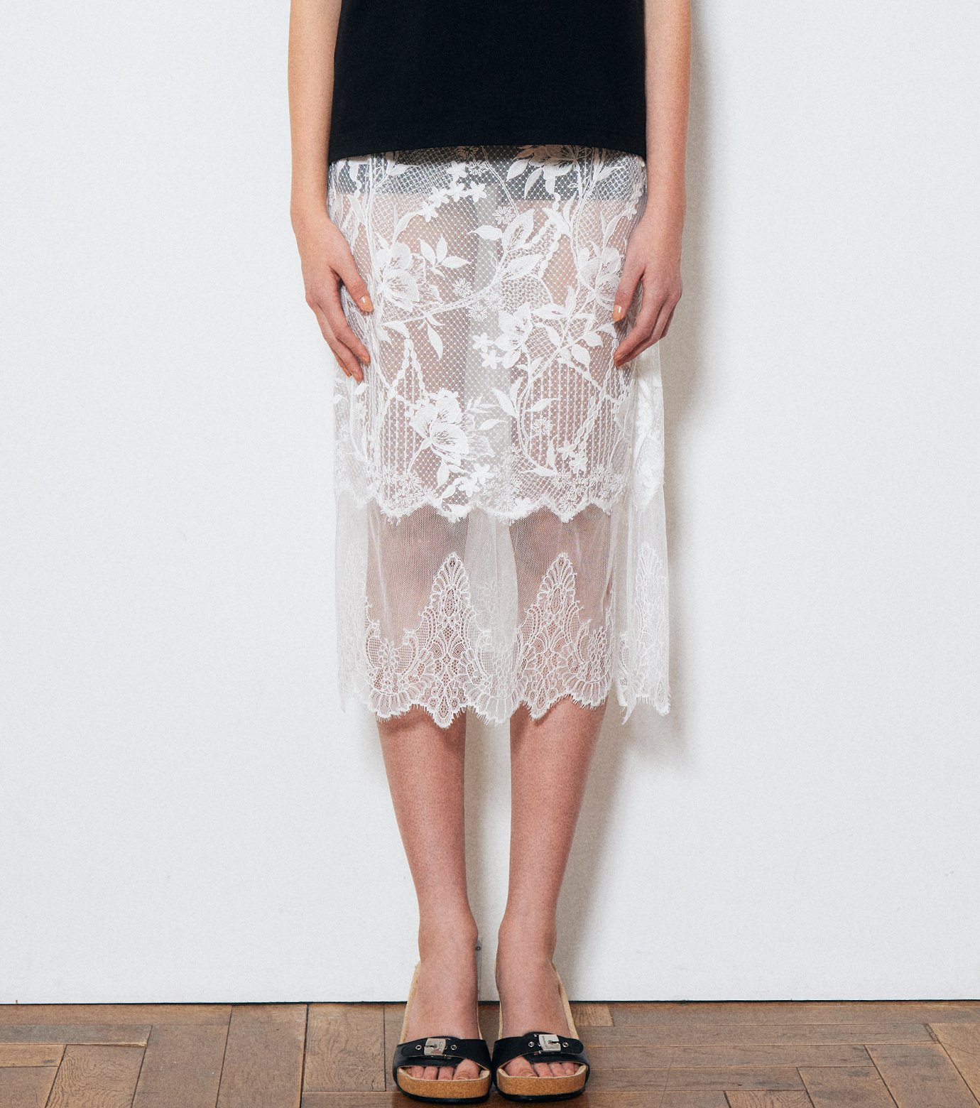 ル シェル ブルー - LE CIEL BLEU | Lace Skirt-White-34の通販