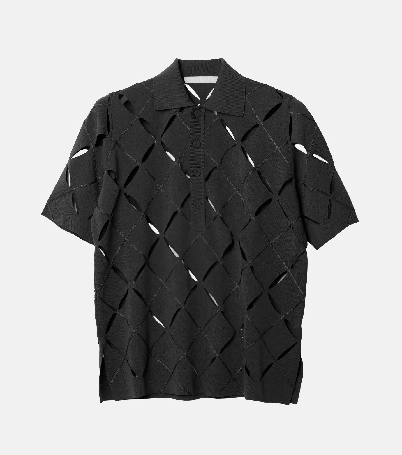 アイレネ - IRENENNE | Argyle Cut-Out Polo Knit-Charcoal | RESTIR