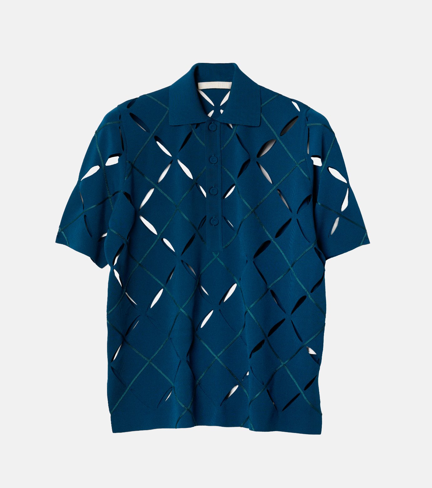 アイレネ - IRENENNE | Argyle Cut-Out Polo Knit-Blue-36の通販 