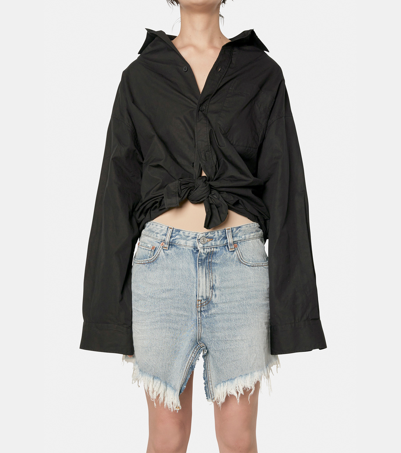 バレンシアガ - BALENCIAGA | Lifted Collar Shirt-Black-1の