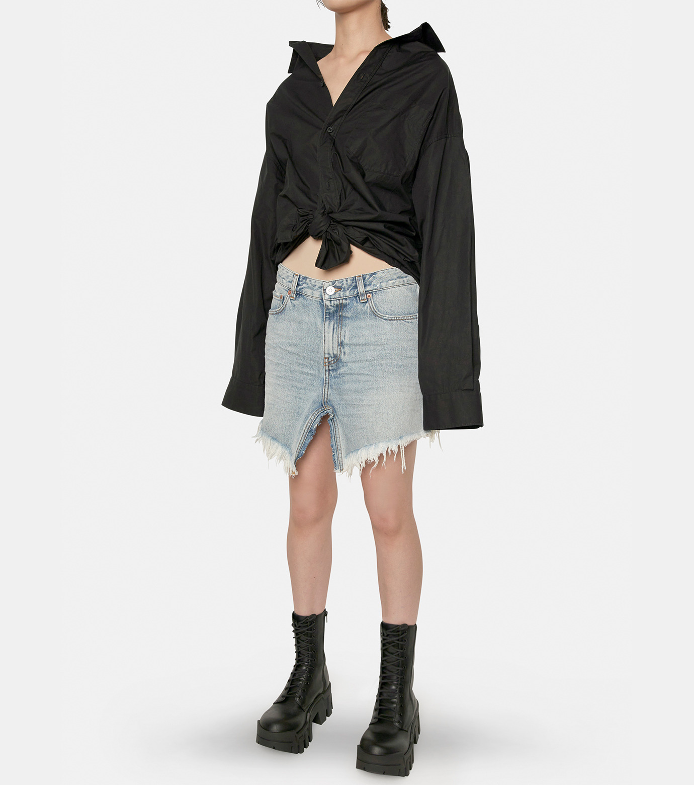 バレンシアガ - BALENCIAGA | Lifted Collar Shirt-Black-1の