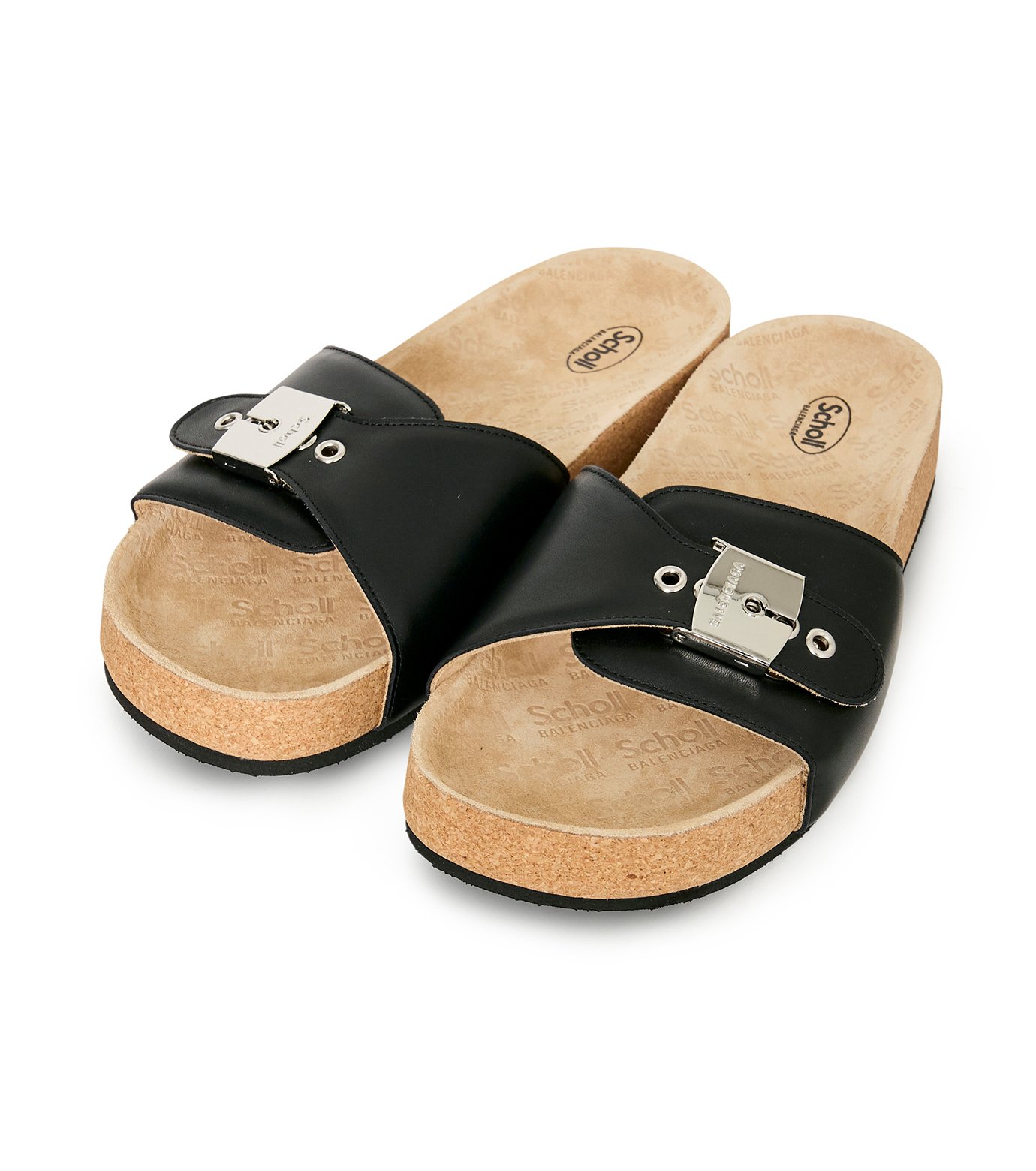 【BALENCIAGA】I SCHOLL FLAT サンダル ロゴ レザー ストラップ BALENCIAGA】I SCHOLL FLAT サンダル ロゴ レザー ストラップ