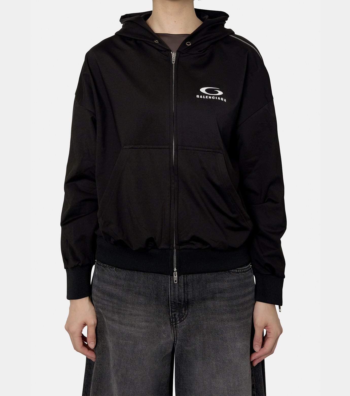 バレンシアガ - BALENCIAGA | Zipped Zip-Up Hoodie-Black-Sの通販