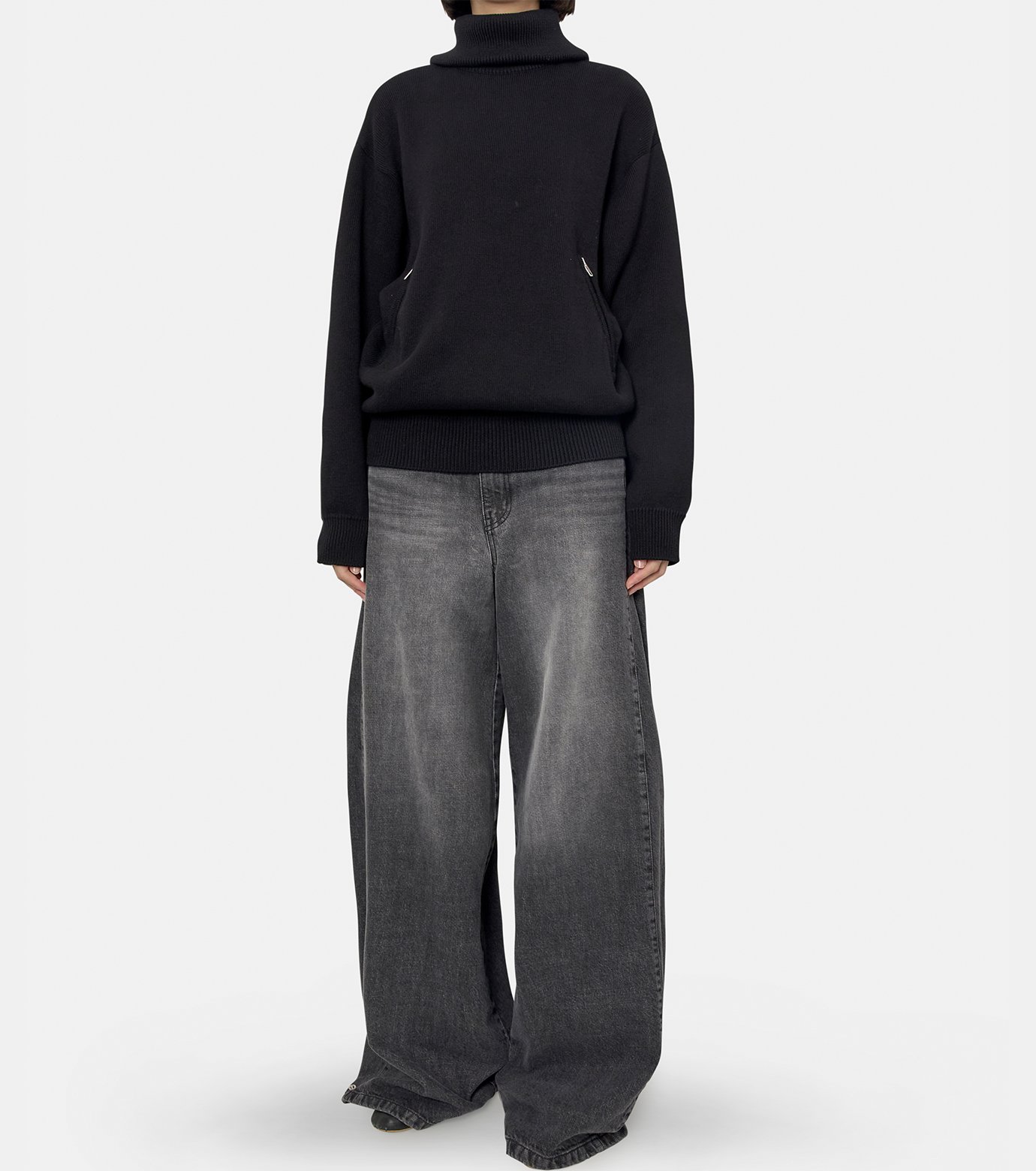 BALENCIAGA◇24SS/Double Front Crew/スウェット/M/コットン/BLK